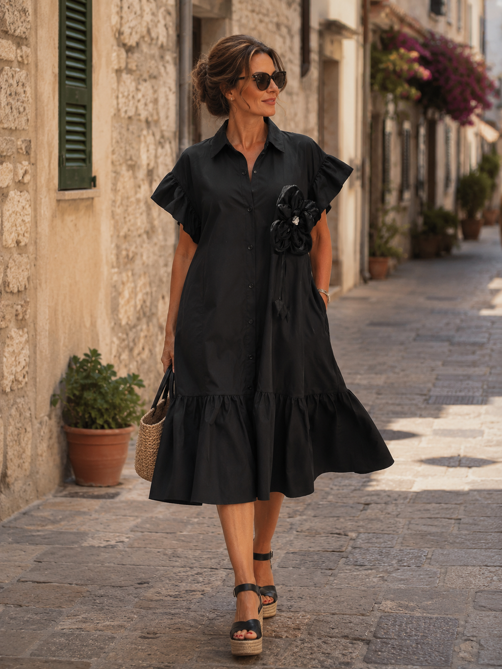 Vestido Negro Flor