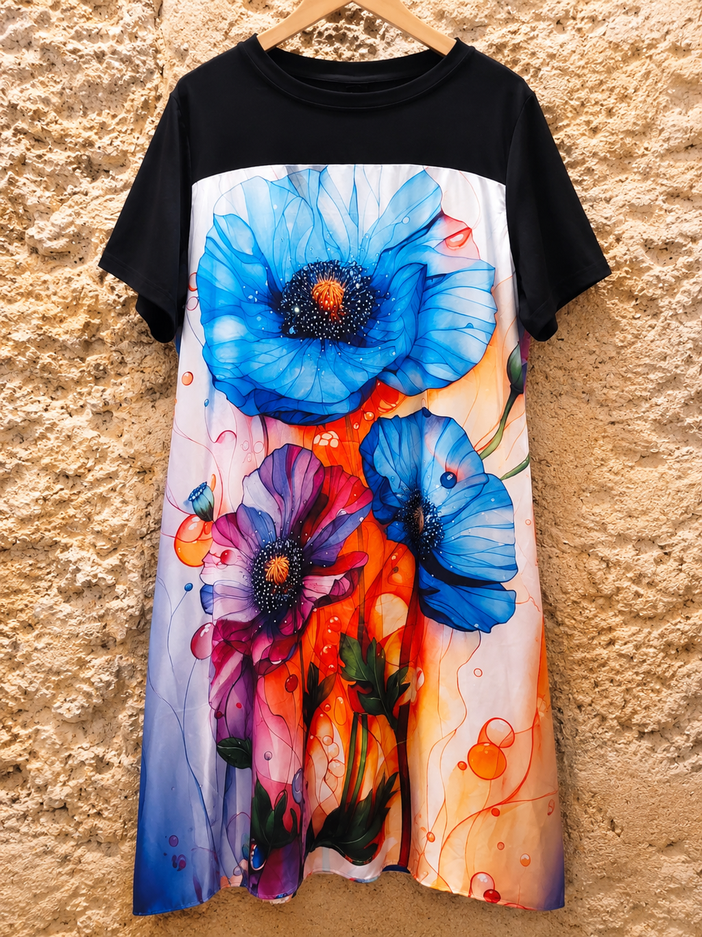 Vestido midi de algodón y seda con pedrería sutil