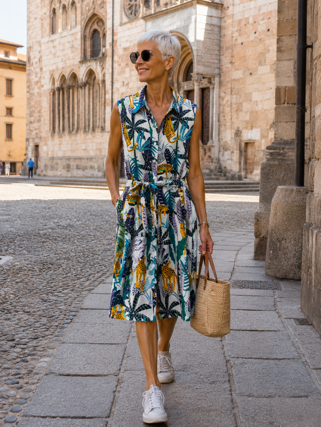 Vestido corto estampado Tigre